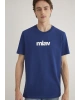 MAVİ Miav Baskılı Mavi Tişört