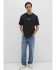 Mavi Batman Baskılı Siyah Tişört Loose Fit / Bol Rahat Kesim