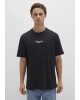 Mavi Batman Baskılı Siyah Tişört Loose Fit / Bol Rahat Kesim