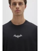 Mavi Batman Baskılı Siyah Tişört Loose Fit / Bol Rahat Kesim
