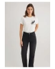 Mavi Kedi Baskılı Beyaz Tişört Semi Slim Fit / Yarı Dar Kesim