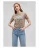 Mavi Bisiklet Baskılı Kahverengi Tişört Slim Fit / Dar Kesim