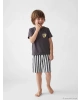 LCW Kids Antrasit Bisiklet Yaka Erkek Çocuk Şortlu Pijama Takımı