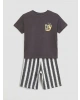 LCW Kids Antrasit Bisiklet Yaka Erkek Çocuk Şortlu Pijama Takımı