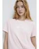 Mavi Logo Baskılı Pembe Tişört