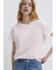 Mavi Logo Baskılı Pembe Tişört