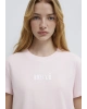 Mavi Logo Baskılı Pembe Tişört