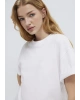 Mavi Nakışlı Beyaz Basic Tişört