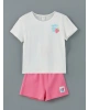 LCW Kids Beyaz Bisiklet Yaka Kız Bebek Tişört Ve Şort 2li
