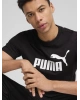 Erkek uzun pamuklu tişört Puma Ess No. 1 Logo Tee Siyah baskılı