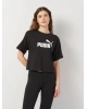 Kadın pamuklu tişört Puma Ess Cropped No. 1 Logo Relaxed Tee SİYAH
