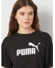Kadın pamuklu tişört Puma Ess Cropped No. 1 Logo Relaxed Tee SİYAH