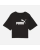 Kadın pamuklu tişört Puma Ess Cropped No. 1 Logo Relaxed Tee SİYAH