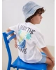 LCW Kids Beyaz Bisiklet Yaka Baskılı Erkek Çocuk Tişört