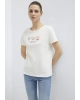 MAVİ Kelebek Baskılı Ekru Tişört