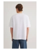 Mavi Baskılı Beyaz Tişört Loose Fit / Bol Rahat Kesim