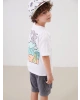 LCW Kids Beyaz Bisiklet Yaka Yazı Baskılı Erkek Çocuk Tişört