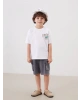 LCW Kids Beyaz Bisiklet Yaka Yazı Baskılı Erkek Çocuk Tişört
