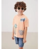 LCW Kids Turuncu Bisiklet Yaka Erkek Çocuk Tişört