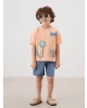 LCW Kids Turuncu Bisiklet Yaka Erkek Çocuk Tişört