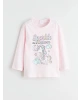 LCW Kids Pembe Bisiklet Yaka Baskılı Kız Çocuk Pijama Takım
