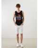 XSIDE Siyah Florida Baskılı Erkek Kolsuz Tişört