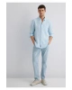 Mavi Keten Gömlek Regular Fit / Normal Kesim