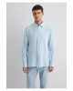 Mavi Keten Gömlek Regular Fit / Normal Kesim