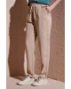 Fashion Friends Rahat Esnek Beli Bağlamalı Pantolon Bej