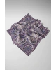 Vissona 100% Twill İpek Etnik Desenli Mor - Petrol Yeşili Renkli 90x90 Dikim Şekli : El Dikişi Eşarp
