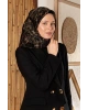 Vissona %100 Twill İpek Çizgi Desenli Siyah - Gold Renkli 90x90 Eşarp Dikim Şekli : El Dikişi