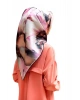 Vissona %100 Twill İpek Batik Çiçek Desenli Somon - Lila Renkli 90x90 Eşarp Kenar Dikiş Şekli El Dikişli