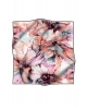 Vissona %100 Twill İpek Batik Çiçek Desenli Somon - Lila Renkli 90x90 Eşarp Kenar Dikiş Şekli El Dikişli