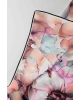 Vissona %100 Twill İpek Batik Çiçek Desenli Somon - Lila Renkli 90x90 Eşarp Kenar Dikiş Şekli El Dikişli