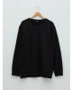 LCWAIKIKI Basic Siyah Büyük Beden Bisiklet Yaka Uzun Kollu Basic Erkek Sweatshirt