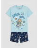 LCW Kids Mavi Bisiklet Yaka Erkek Çocuk Şortlu Pijama Takım