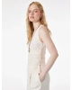 Koton Slim Fit Drape Detaylı Bisiklet Yaka Dokulu Kolsuz Bluz