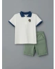 LCW Kids Ekru Polo Yaka Nakışlı Erkek Çocuk Tişört ve Şort 2li