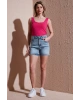Fashion Friends Streç Pamuklu Mom Fit Yüksek Bel Mini Kot Short SHORT