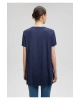 Mavi V Yaka Lacivert Basic Viskoz Tişört Loose Fit / Bol Rahat Kesim