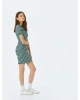 Bisiklet Yaka Kısa Kollu Fitilli Mini Bodycon Elbise