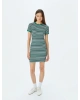 Bisiklet Yaka Kısa Kollu Fitilli Mini Bodycon Elbise