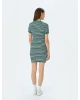 Bisiklet Yaka Kısa Kollu Fitilli Mini Bodycon Elbise