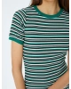 Bisiklet Yaka Kısa Kollu Fitilli Mini Bodycon Elbise