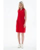 Fashion Friends Polo V Yaka Kolsuz Elbise Kırmızı