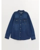LCW Kids Indigo Basic Uzun Kollu Erkek Çocuk Jean Gömlek