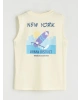 LCW Kids Sarı Bisiklet Yaka New York Baskılı Erkek Çocuk Atlet