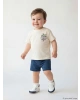 LCW baby Ekru Erkek Bebek Baskılı Tişört Ve Şort