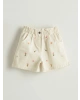 LCW Kids Ekru Çiçekli Gabardin Kız Çocuk Şort