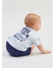 LCW baby Mavi Baskılı Erkek Bebek Şortlu Pijama Takımı
